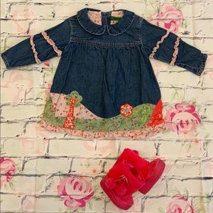 Oilily Dress and pink boots - 9-12 Mo